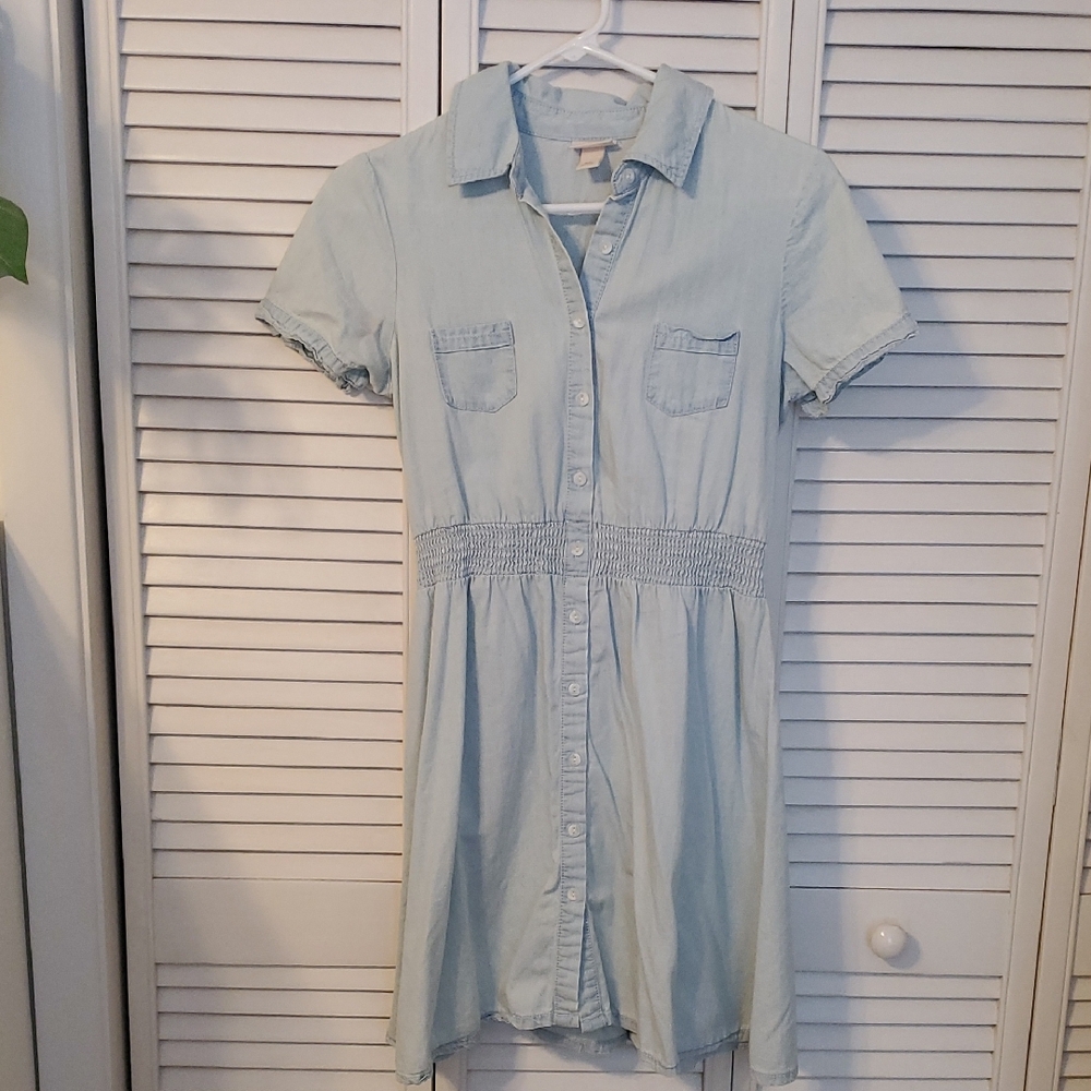 Mossimo Supply Co. Light Blue Chambray Button-Down Shirt Dress S/P Small